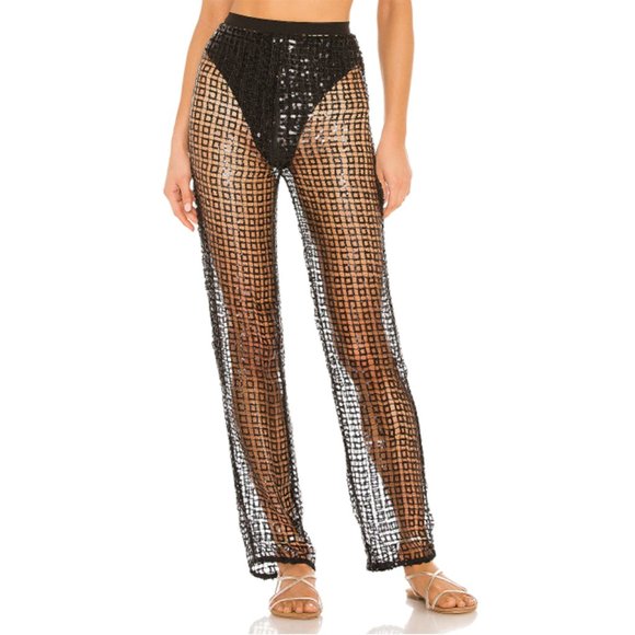 Lovers + Friends Pants - NWT Lovers + Friends Bliss Sequin High Rise Wide Leg Paillette Pant XX Small XXS